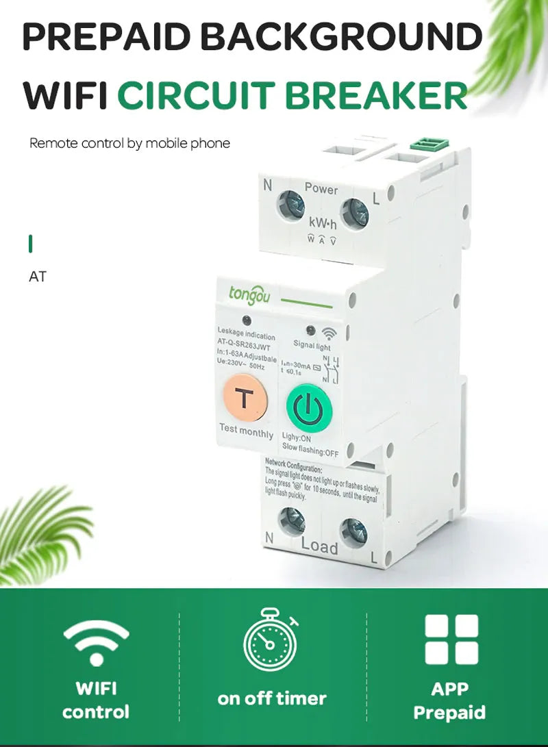 2P 63A WIFI Smart Circuit Breaker