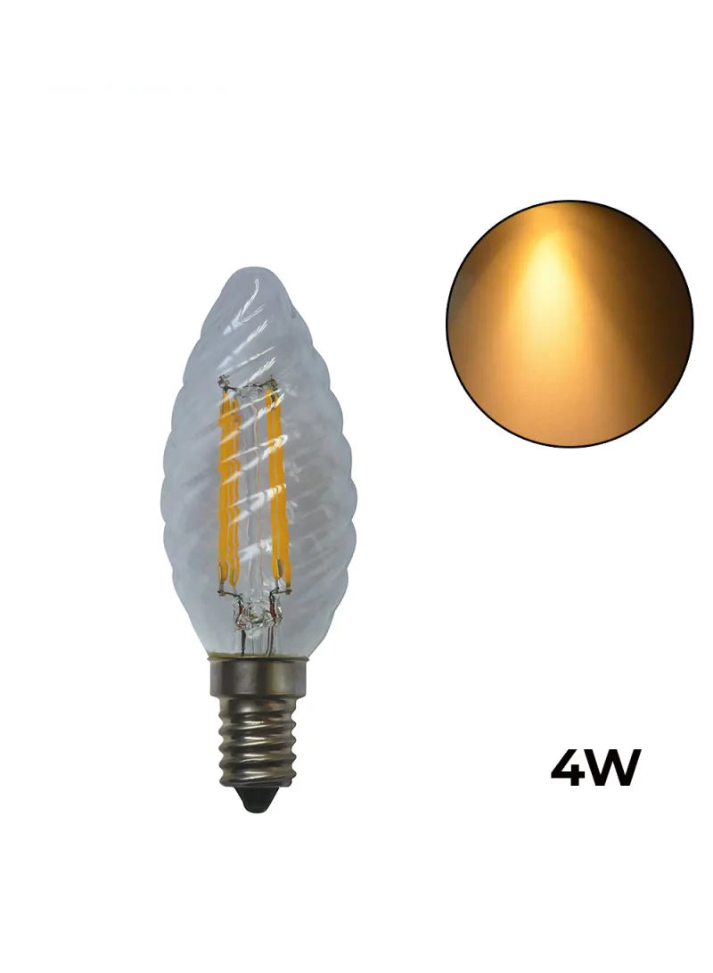 LED Filament Candle Twist 4W E14 - Warm