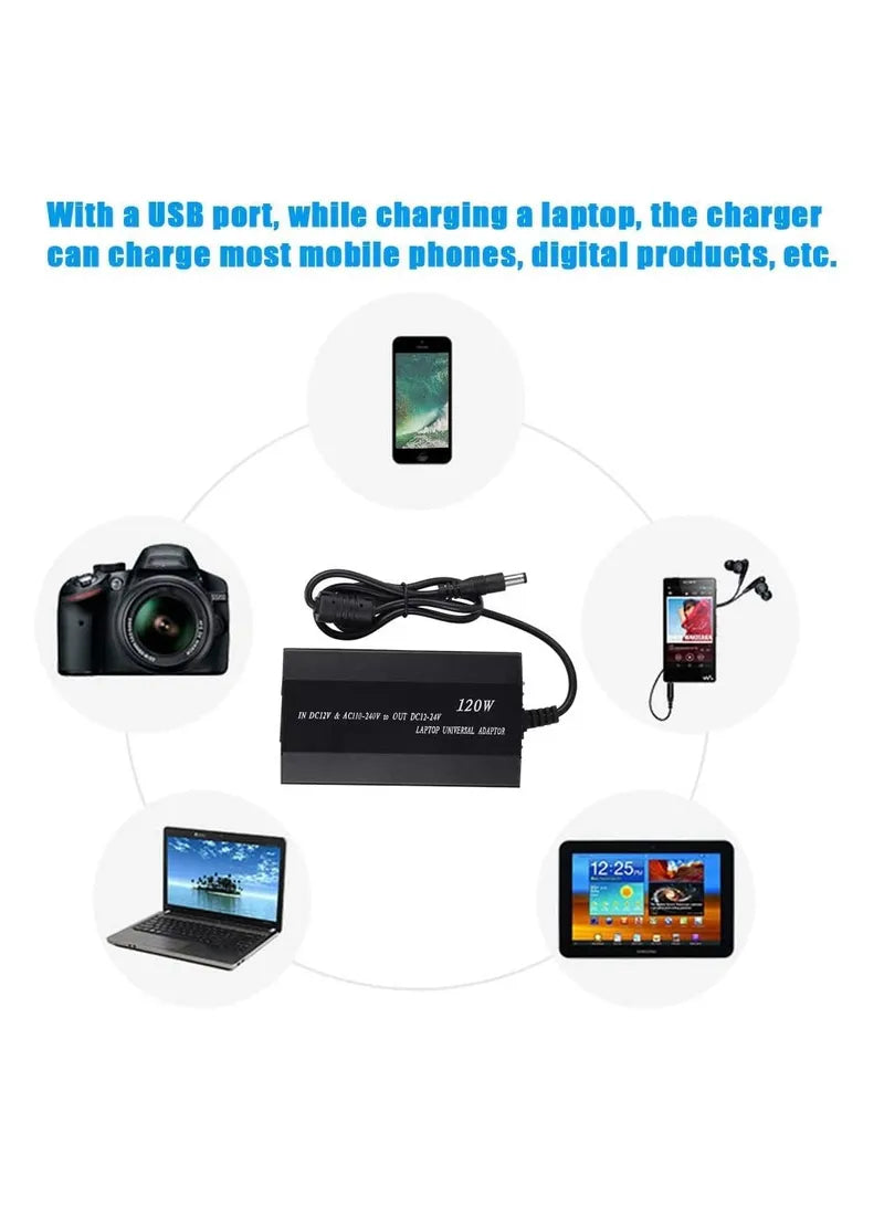 Universal Laptop Adaptor  With USB Output &amp; 12/15/16/18/19/20/22/24V Voltage Adjustment
